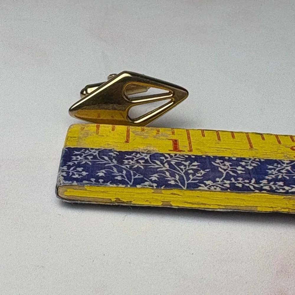Vintage Hickok USA Gold‎ Tone Geometric Cufflink and Tie Clip Set Mens Formal